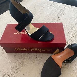 Salvatore Ferragamo Black Satin sophisticated heels Size 7